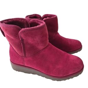 UGG Shoes Ugg Kristin Wedge Pink Bootie Suede Sheepskin
